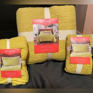 OpalHouse Medallion Stitched Quilt and two OpalHouse Medallion Stitch Shams